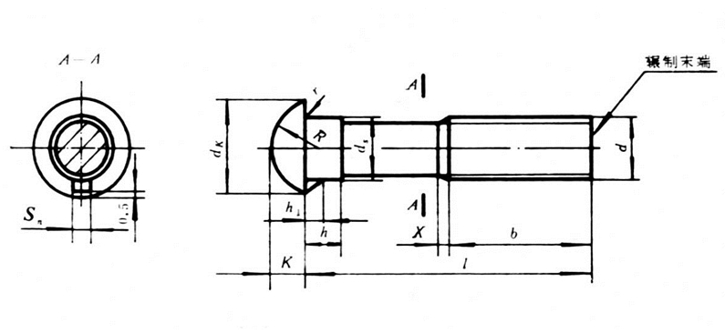 GB 13-88 半圆头带榫螺栓